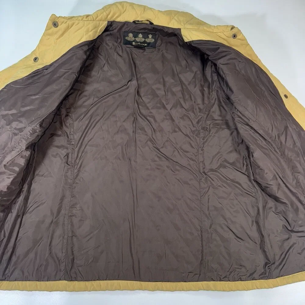 Barbour Mustard Yellow Shaped Microfibre Quilt Short Jacket Women Size XL/ 14 - Picture 9 of 12